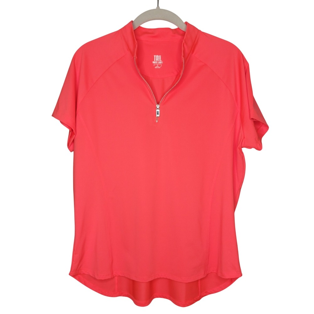 Tail Golf Polo Shirt Coral Pink 1/4 Zip Women's Size L Tennis Workout Stretch